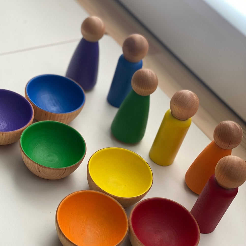 Toddler Rainbow Sensory Play, Montessori Waldorf Wooden Toys - Picture 5 of 10